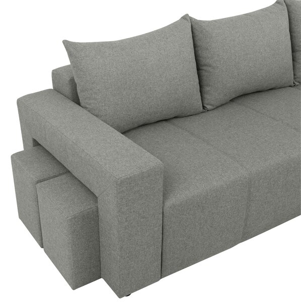 ROHOVÁ ROZKLÁDACÍ POHOVKA, textil, šedá MID.YOU - Rozkládací sedačky, Online Only