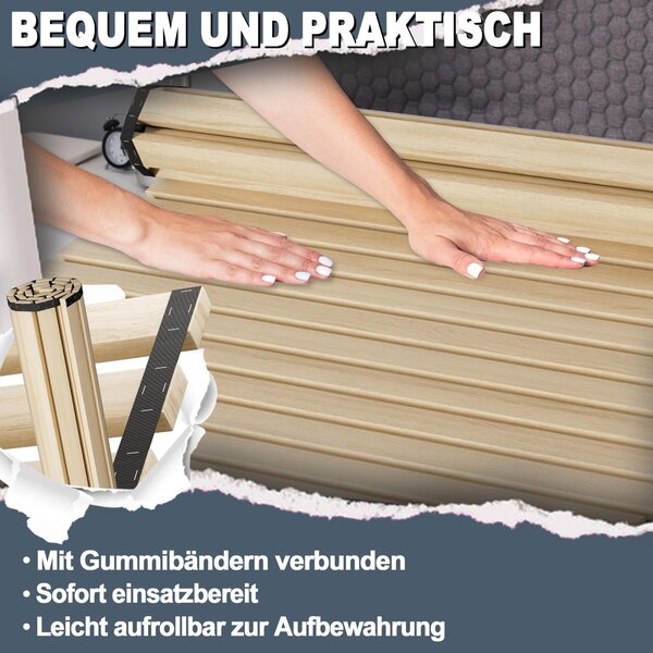 UISEBRT Roštový rám 90x200 cm Roštový rám Roštový rám Postelový rám 23 lamel o tloušťce 2 cm s nosností až 300 kg Flexibilní Prostorově úsporný Prodyšný pro jednolůžko a manželskou postel