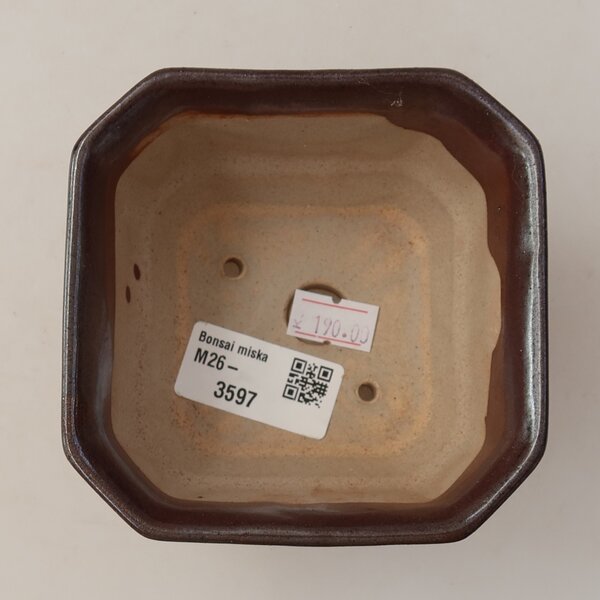 E-bonsai Keramická bonsai miska 10 x 10 x 6,5 cm hnědá