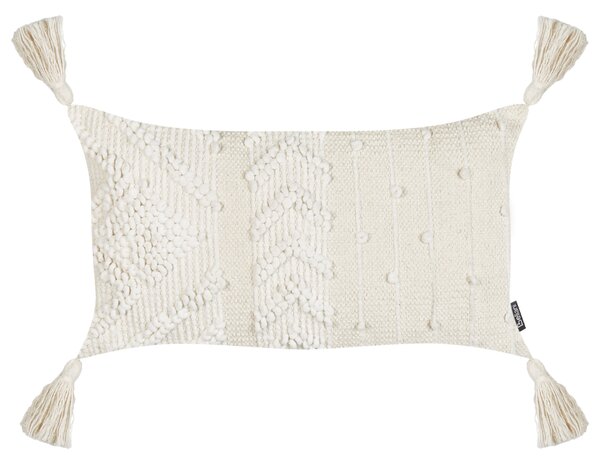 Sada 2 dekorativních polštářů VALVARIA 30 x 50 cm Bavlna Krémově bílá Cik-cak vzor