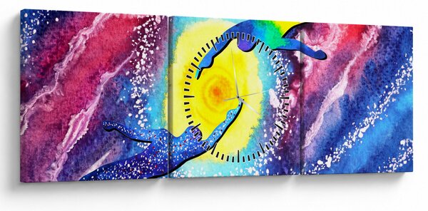Obraz - Dotek (s hodinami) (90x30 cm)