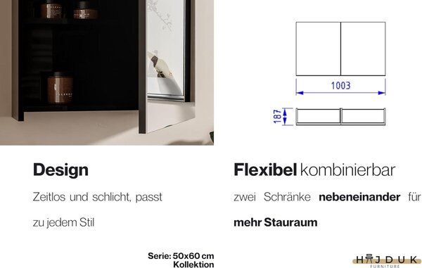 HAJDUK FURNITURE Koupelnová zrcadlová skříňka 50x60 cm bílá bez úchytek s policí
