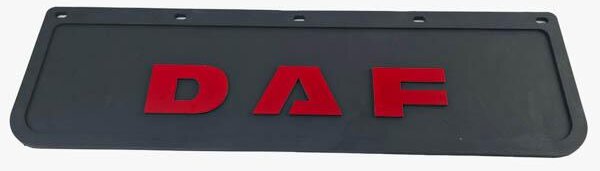 Zástěrka pro přední nárazník DAF 600x180mm, černý, červený reliéfní nápis, guma, 1 kus