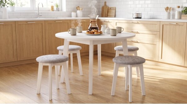 Taburet KUBE pr. 36 cm bílá/krémová