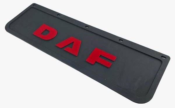 Zástěrka pro přední nárazník DAF 600x180mm, černý, červený reliéfní nápis, guma, 1 kus