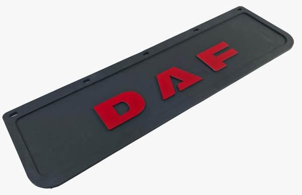 Zástěrka pro přední nárazník DAF 600x180mm, černý, červený reliéfní nápis, guma, 1 kus