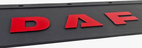 Zástěrka pro přední nárazník DAF 600x180mm, černý, červený reliéfní nápis, guma, 1 kus