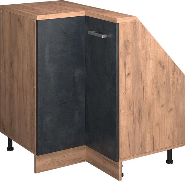 Rohová kuchyňská skříňka pod šikmou střechu Vicco R-Line Černý beton 75.6 cm s 1 dveřmi, Model 59108