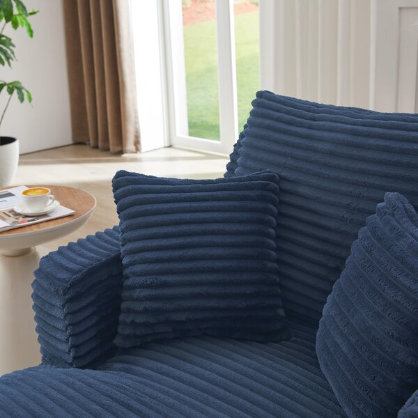 LVHOM Moderní sametové relaxační křeslo Chaiselongue s polštářem, pohodlná podlahová pohovka, nosnost až 150 kg, bez montáže, 166 x 100 x 82 cm, modrá barva