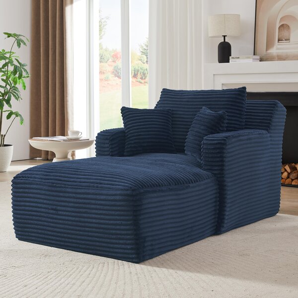 LVHOM Moderní sametové relaxační křeslo Chaiselongue s polštářem, pohodlná podlahová pohovka, nosnost až 150 kg, bez montáže, 166 x 100 x 82 cm, modrá barva
