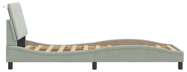 Rám postele bez matrace Hanko světle šedá 80 x 200 cm samet 3207813