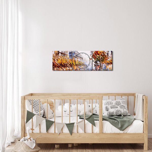 Obraz - Ulice v Paříži (s hodinami) (90x30 cm)