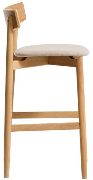 Kave Home Dřevěná barová židle Evera 67 cm s čalouněným sedákem a opěradlem