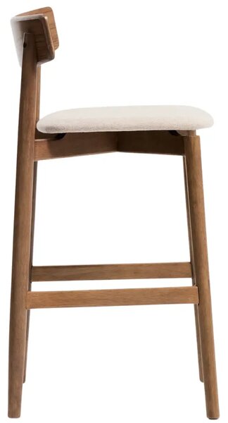 Kave Home Hnědá dřevěná barová židle Evera 67 cm s čalouněným sedákem a opěradlem