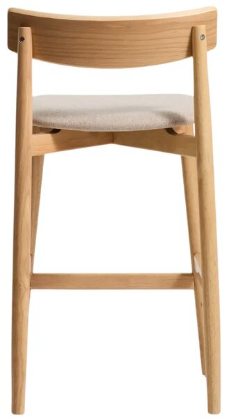 Kave Home Dřevěná barová židle Evera 67 cm s čalouněným sedákem a opěradlem