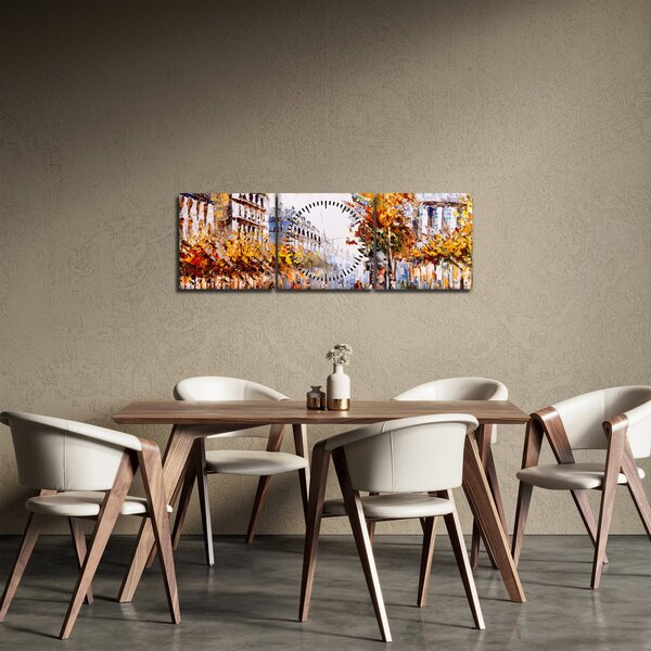 Obraz - Ulice v Paříži (s hodinami) (90x30 cm)