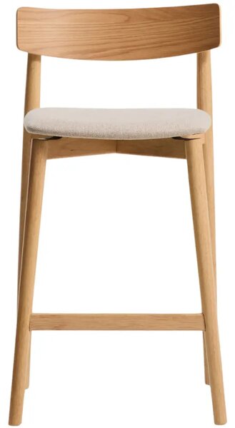 Kave Home Dřevěná barová židle Evera 67 cm s čalouněným sedákem a opěradlem