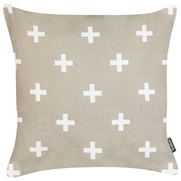 Sada 2 dekorativních polštářů VELLEIA Bavlna 45 x 45 cm Taupe Geometrický vzor