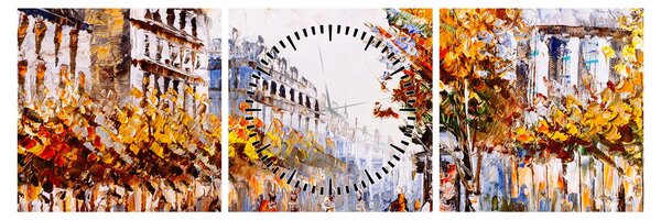 Obraz - Ulice v Paříži (s hodinami) (90x30 cm)