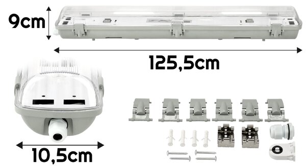 BERGE Svítidlo pro LED trubice TRU003 - T8 - 2x120cm - 230V - IP65