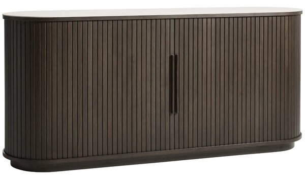 Unique Furniture Tmavá dubová komoda Enna 165 x 45 cm s keramickou deskou