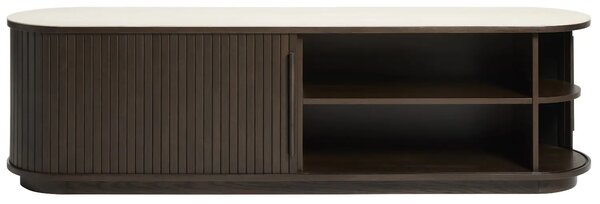 Unique Furniture Tmavý dubový TV stolek Enna 180 x 40 cm s keramickou deskou