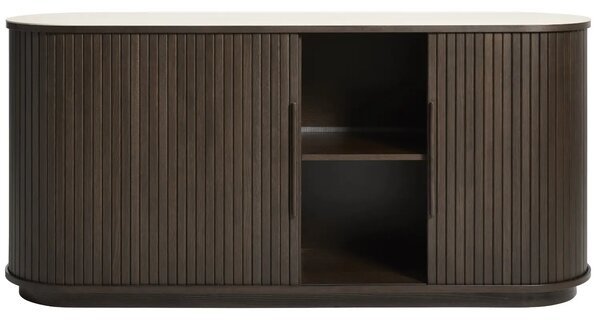 Unique Furniture Tmavá dubová komoda Enna 165 x 45 cm s keramickou deskou