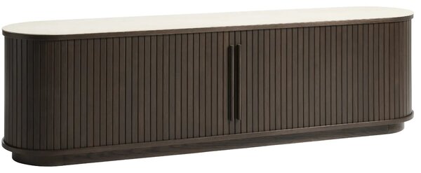 Unique Furniture Tmavý dubový TV stolek Enna 180 x 40 cm s keramickou deskou