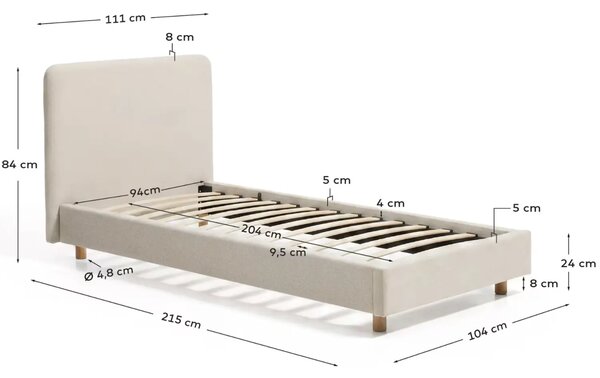 Béžová postel Kave Home Selven 90 x 200 cm
