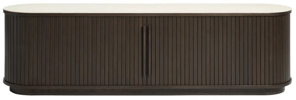 Unique Furniture Tmavý dubový TV stolek Enna 180 x 40 cm s keramickou deskou