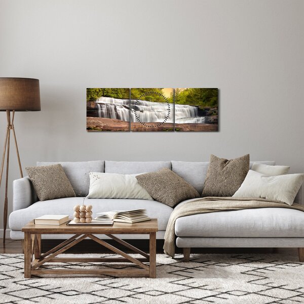 Obraz vodopádu (s hodinami) (90x30 cm)