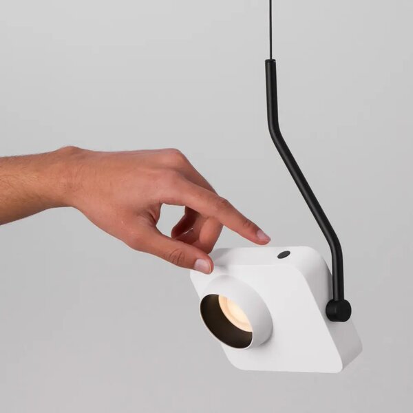 Nova Luce Bílé kovové závěsné LED světlo Kedros 14 cm
