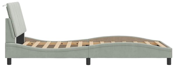 Rám postele bez matrace Hanko světle šedá 100 x 200 cm samet 3207831