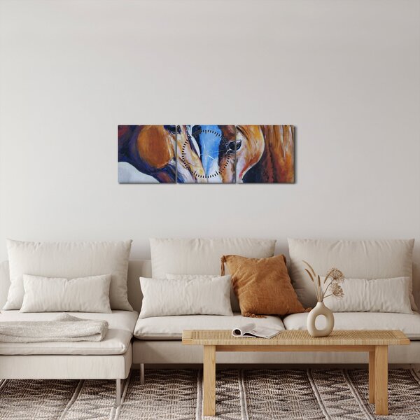 Obraz - Zamilovaní koně (s hodinami) (90x30 cm)