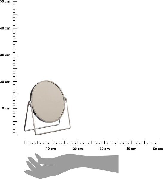 Kovové zrcadlo, stolní zrcadlo, stojící zrcadlo, kosmetické, průměr 17 cm