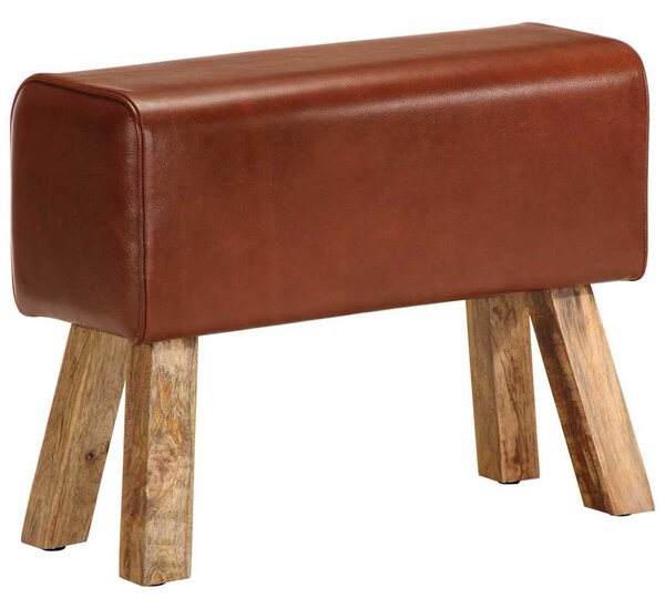 Lavice gymnastický kůň 58 cm hnědá pravá kůže a mangovník 320784