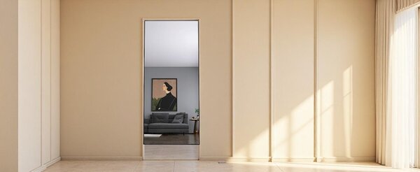 Obdélníkové kosmetické zrcadlo z tvrzeného skla, černý hliníkový rám, 1800x800 mm, moderní, elegantní design