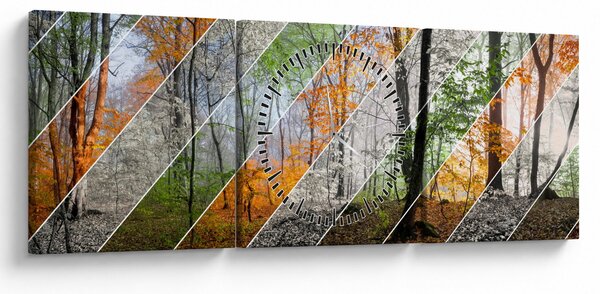 Obraz - Střídání ročních období (s hodinami) (90x30 cm)