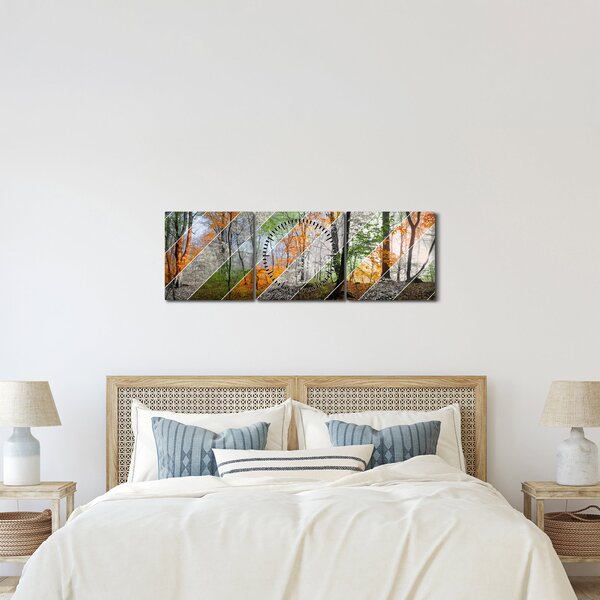 Obraz - Střídání ročních období (s hodinami) (90x30 cm)