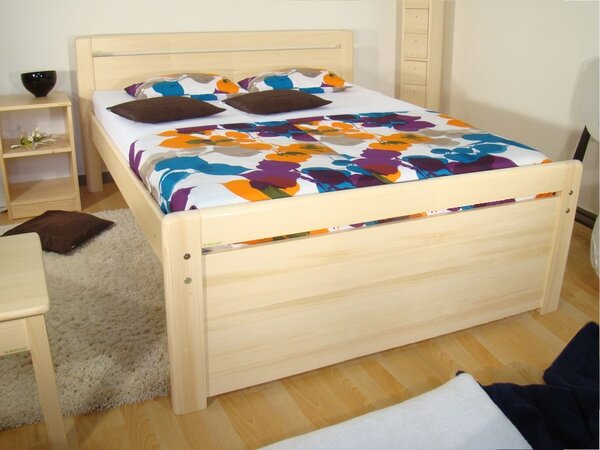 Zvýšená manželská postel z masivu DOLLY SENIOR (senior dvoulůžko z masivu se zvýšeným lehem)