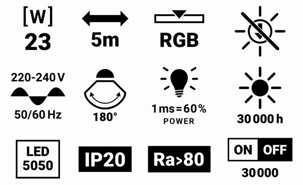 RGB LED pásek s WiFi Bluetooth dálkovým ovládáním TUYA 5m 23W