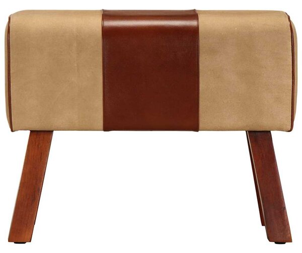 Lavice gymnastický kůň 58 cm hnědá pravá kůže a mangovník 320785