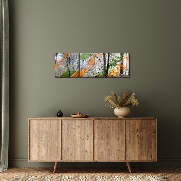 Obraz - Střídání ročních období (s hodinami) (90x30 cm)