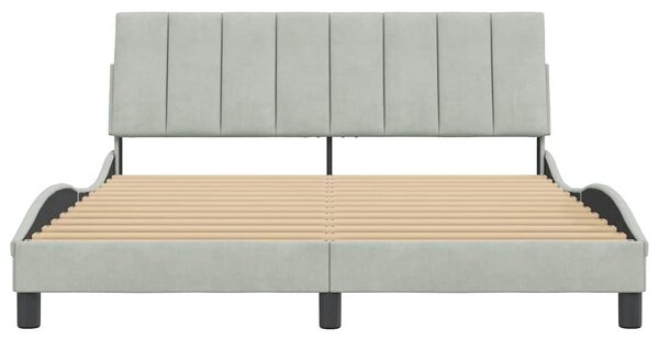 Rám postele bez matrace Hanko světle šedý 160 x 200 cm samet 3207855