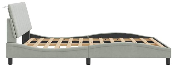 Rám postele bez matrace Hanko světle šedý 160 x 200 cm samet 3207855