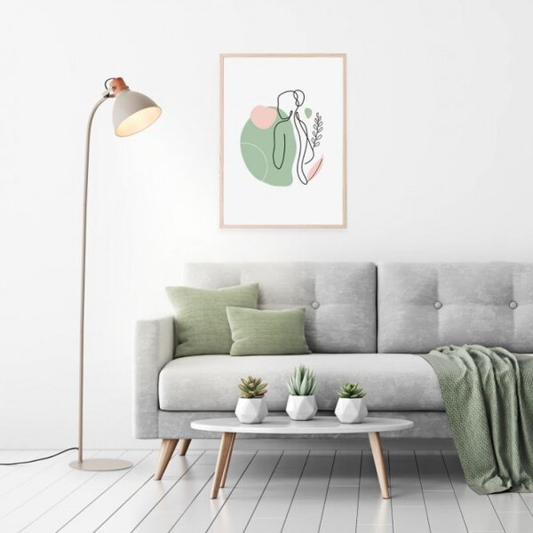 Brilliant 94556/20 Stojanová lampa ERENA taupe + dřevo