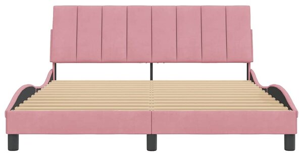 Rám postele bez matrace Hanko růžový 160x200 cm samet 3207860