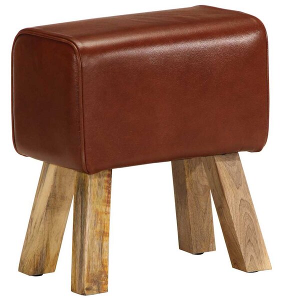 Lavice gymnastický kůň 38 cm hnědá pravá kůže a mangovník 320786