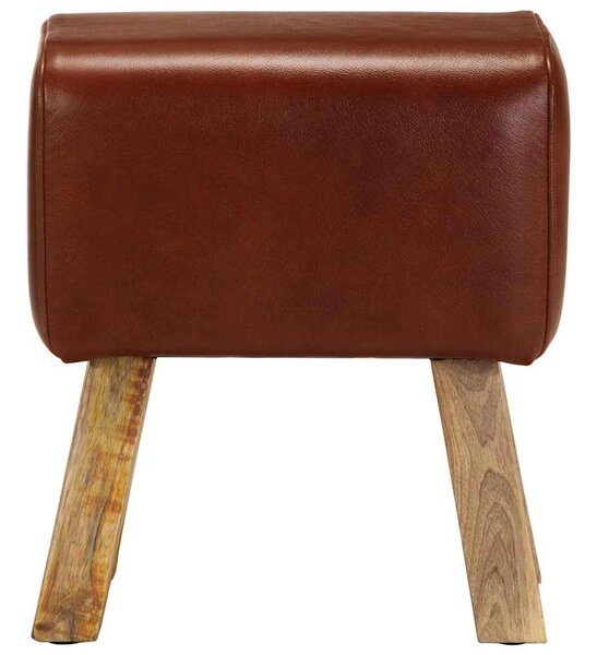 Lavice gymnastický kůň 38 cm hnědá pravá kůže a mangovník 320786