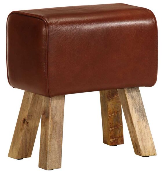 Lavice gymnastický kůň 38 cm hnědá pravá kůže a mangovník 320786